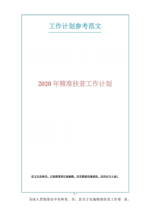 2020年精准扶贫工作计划