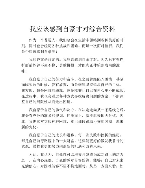 我应该感到自豪才对综合资料