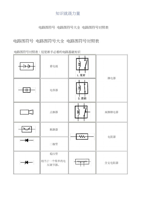 电路图符号电路图符号大全电路图符号对照表0001