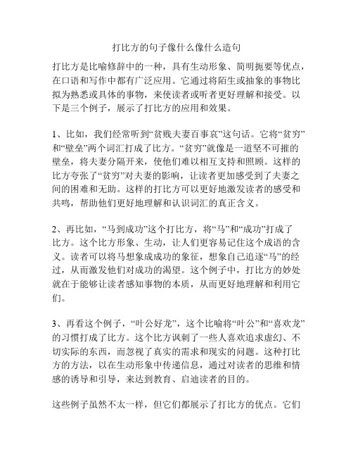 打比方的句子像什么像什么造句