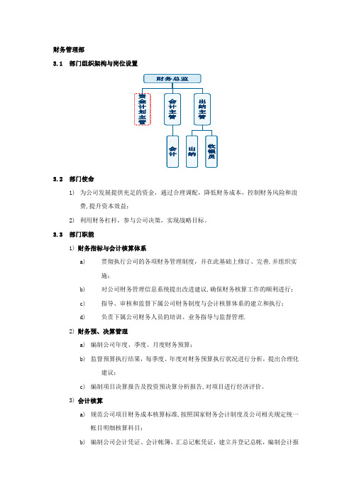 财务管理部组织结构和部门职能