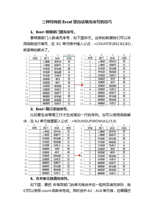 三种特殊的Excel里自动填充序号的技巧