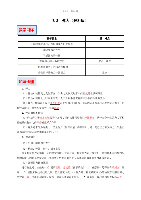 2022年人教版八年级物理下《弹力》同步练习附答案