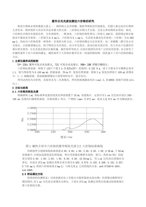 紫外分光光度法测定六价铬的研究