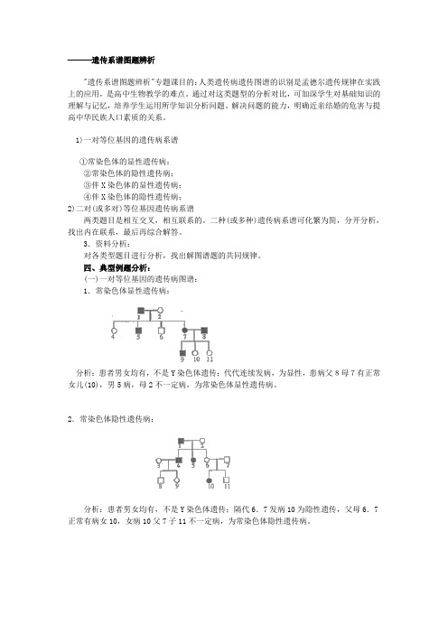 高中生物遗传系谱图题辨