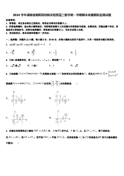 2024学年湖南省衡阳县创新实验班高三数学第一学期期末质量跟踪监视试题含解析