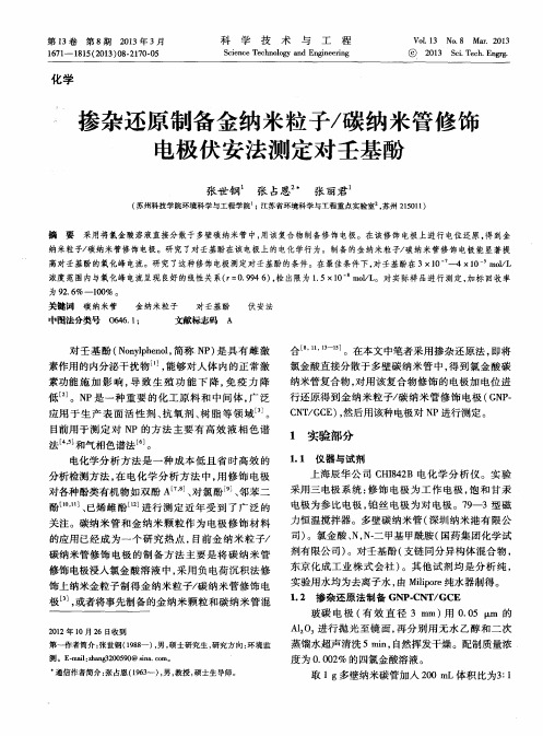 参杂还原制备金纳米粒子／碳纳米管修饰电极伏安法测定对壬基酚