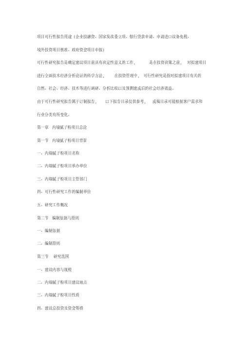 内墙腻子粉项目可行性报告