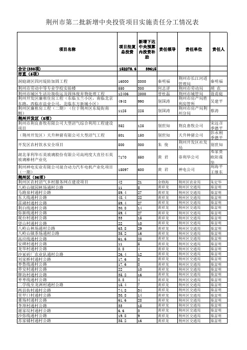 荆州市第二批国债项目责任表