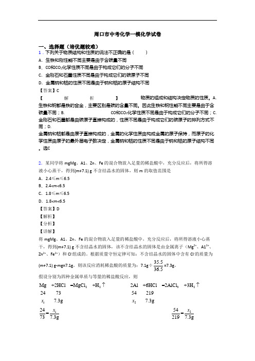 周口市中考化学一模化学试卷