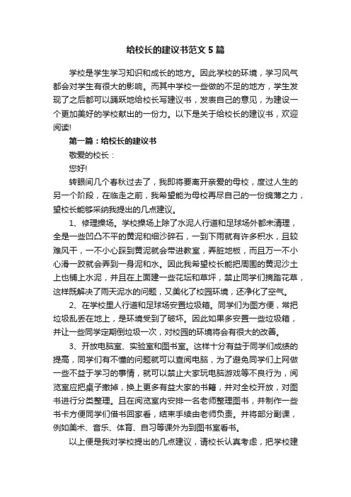 给校长的建议书范文5篇