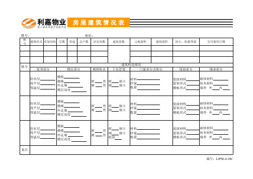 【Excel表格】房屋建筑情况表