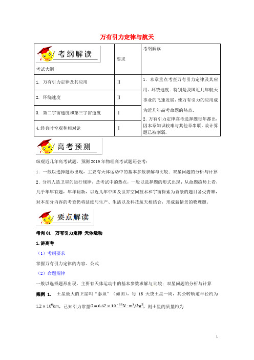 2019年高考物理二轮复习专题05万有引力定律与航天讲含解析201904041128