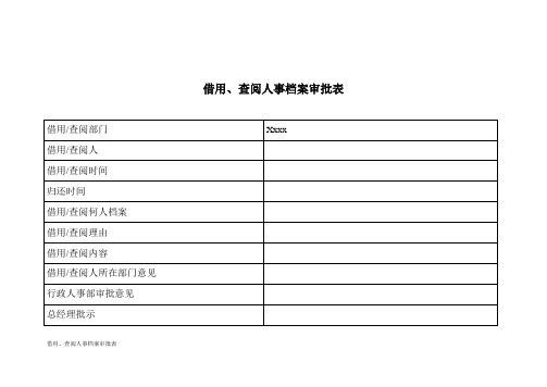 借用、查阅人事档案审批表