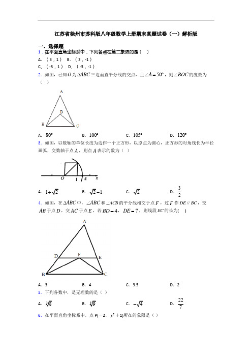 江苏省徐州市苏科版八年级数学上册期末真题试卷(一)解析版