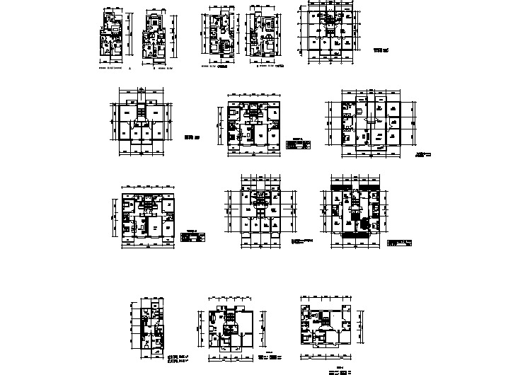 湖州市某新建小区73-119平米左右的平面户型设计CAD图纸（共14张）