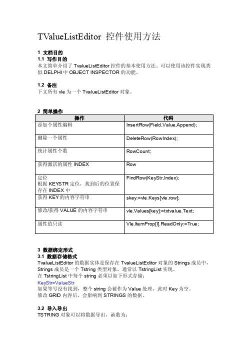 TValueListEditor控件使用方法