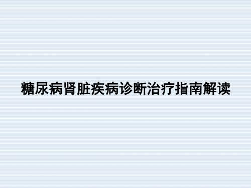 糖尿病肾脏疾病诊断治疗指南ppt课件