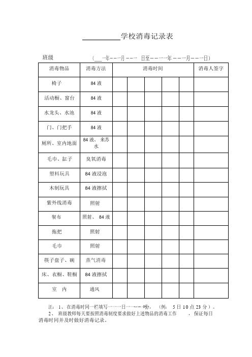 学校消毒记录表模板