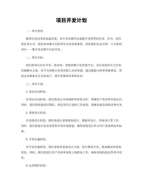 项目开发计划