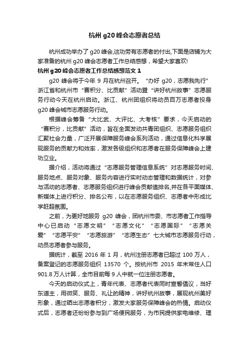 杭州g20峰会志愿者总结