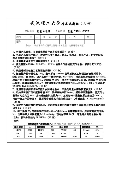 《包装工艺学》考试试题(A卷)wb