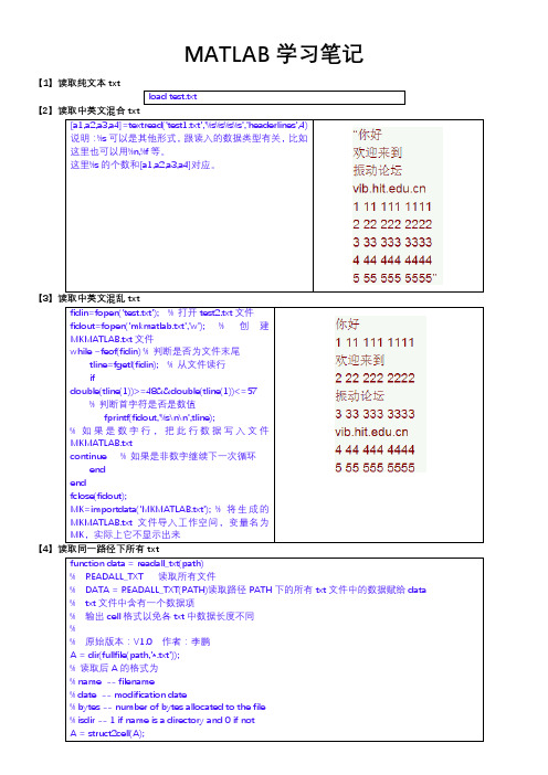 MATLAB学习笔记 - 读取txt、mat、Excel等文件