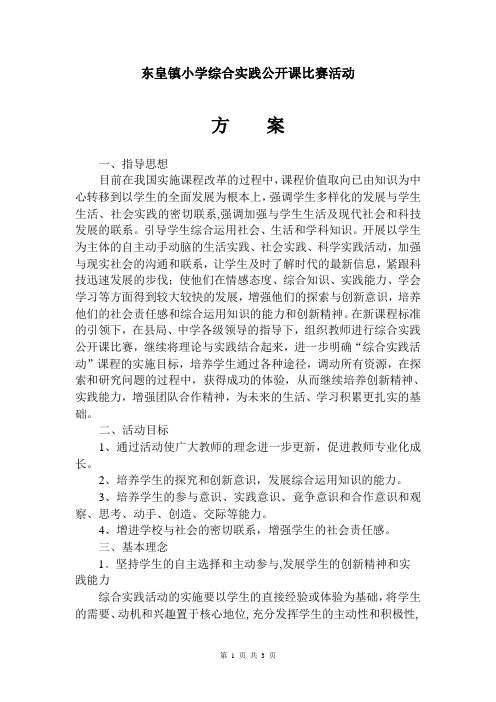 关于东皇镇小学综合实践活动方案