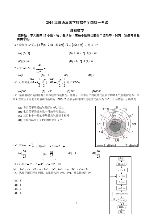 (完整版),2016全国三卷理科数学高考真题及答案,推荐文档