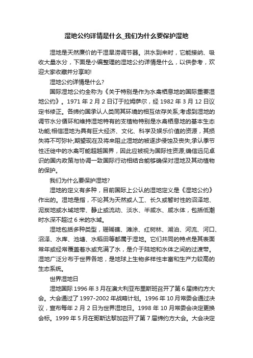 湿地公约详情是什么_我们为什么要保护湿地