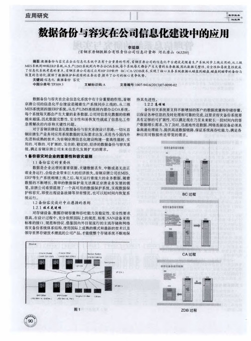 数据备份与容灾在公司信息化建设中的应用