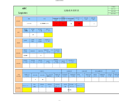 运输成本核算表