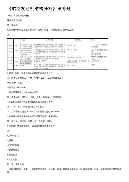 《航空发动机结构分析》思考题