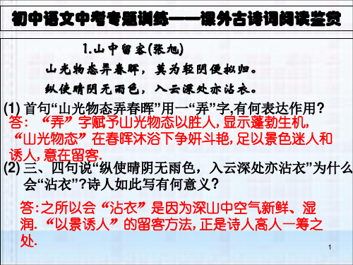 初中语文中考专题训练课外古诗词阅读鉴赏 2PPT课件