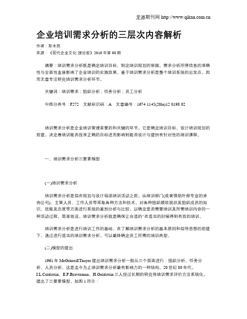 企业培训需求分析的三层次内容解析