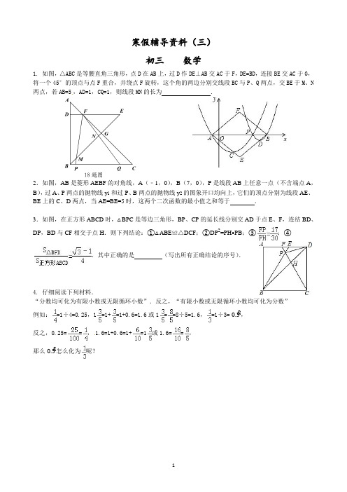 初三寒假辅导资料(三)