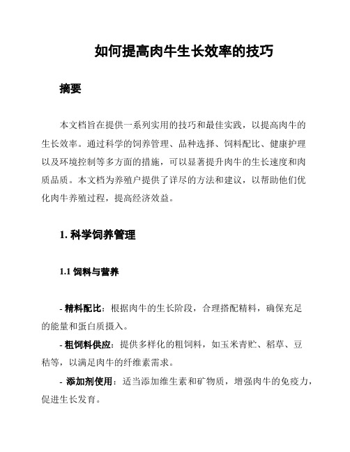 如何提高肉牛生长效率的技巧