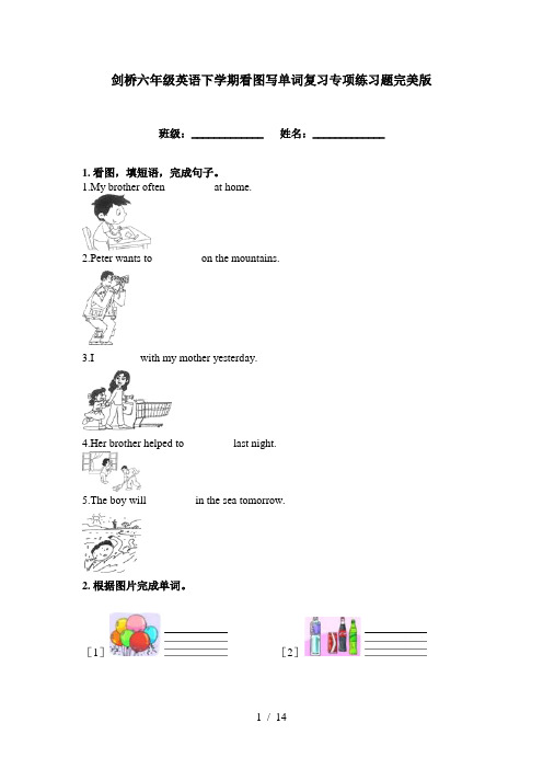 剑桥六年级英语下学期看图写单词复习专项练习题完美版