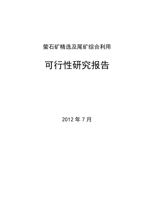 萤石矿精选及尾矿综合利用可行性研究报告[管理资料]