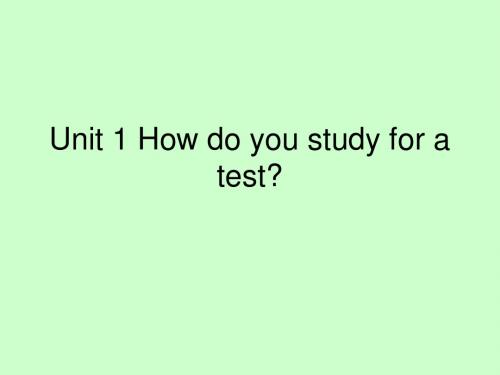 Unit 1 How do you study for a test-review