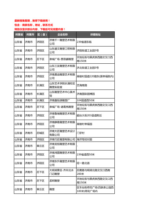 新版山东省济南市雕塑企业公司商家户名录单联系方式地址大全48家