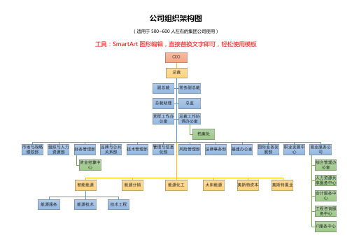 500~600人集团公司组织架构图