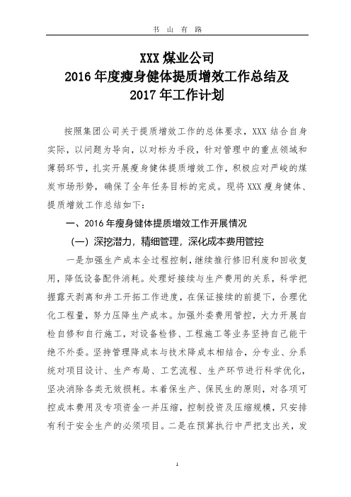 XXX公司度提质增效工作总结及年工作计划PDF.pdf