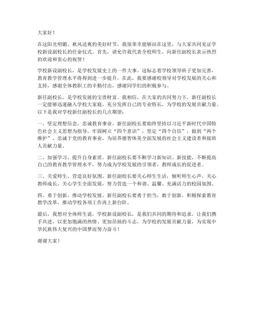 学校新设副校长发言稿范文