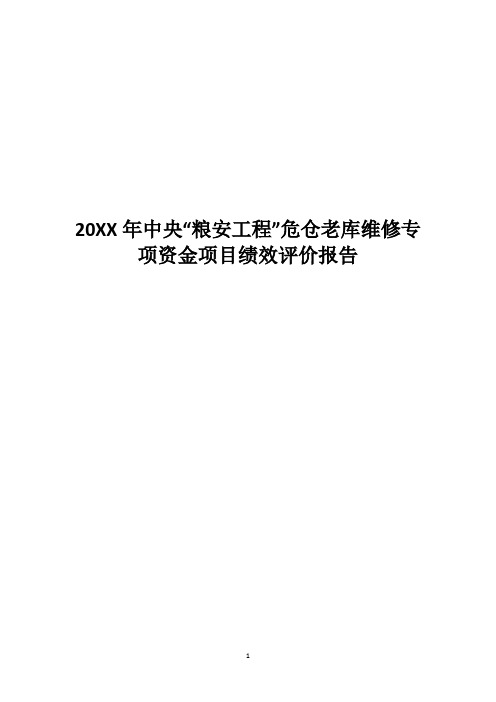 20XX年中央“粮安工程”危仓老库维修专项资金项目绩效评价报告