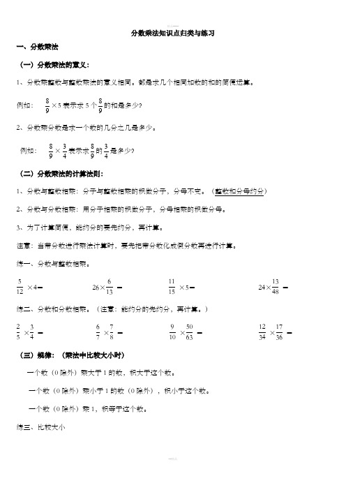 分数乘法知识点归类与练习