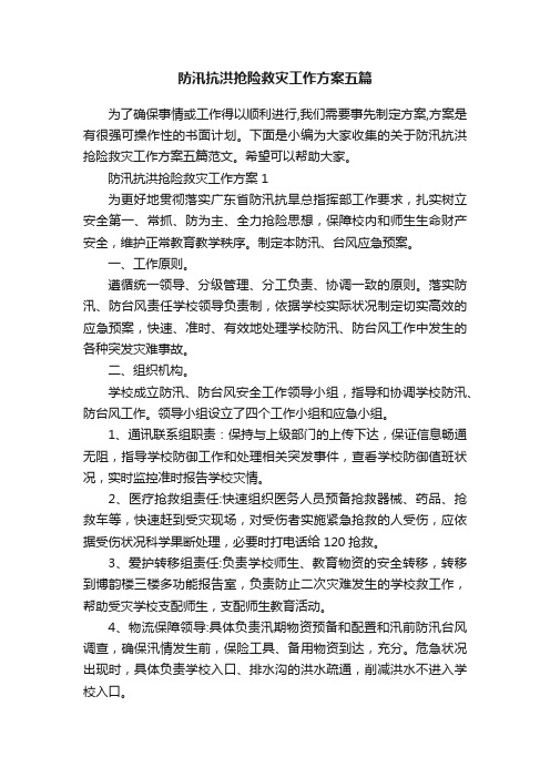 防汛抗洪抢险救灾工作方案五篇