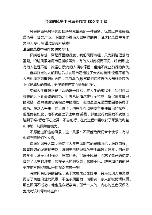 沿途的风景中考满分作文800字7篇