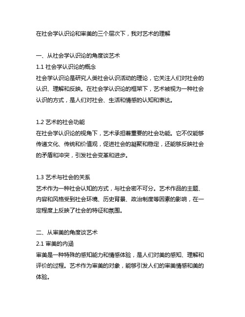 从社会学认识论和审美三个层次谈谈你对艺术的理解