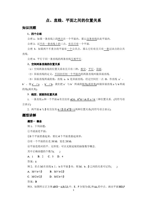 高中数学 点、直线、平面之间的位置关系